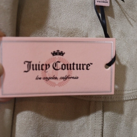 Juicy Couture Faux Suade Vest Tan Belted Open Front NWT LG - Picture 11 of 11